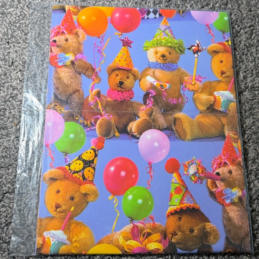 5/$25 VINTAGE Birthday Wrapping Paper Teddy Bears